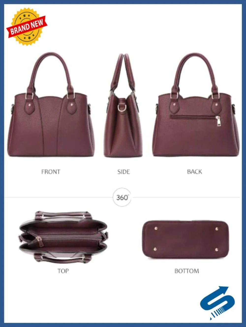 Vegan Leather Crossbody Purse Womens Tote Handbag Zipper Satchel